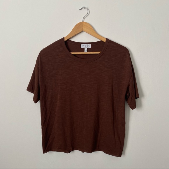 Sofia Jeans Contemporary Basics Brown Short Sleeve Shirt Women’s Medium - Picture 1 of 4